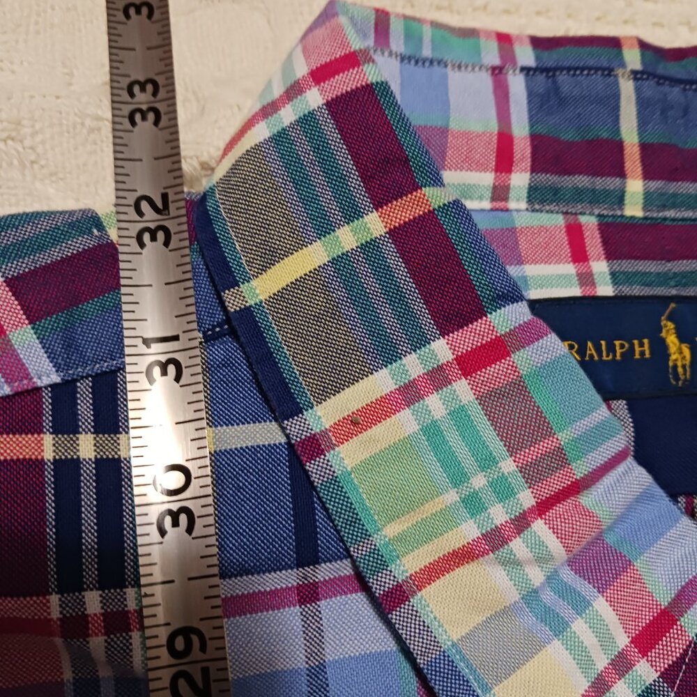 Polo Ralph Lauren Men's Navy Green Long Sleeve Slim Fit Plaid Shirt size XL - Picture 9 of 10